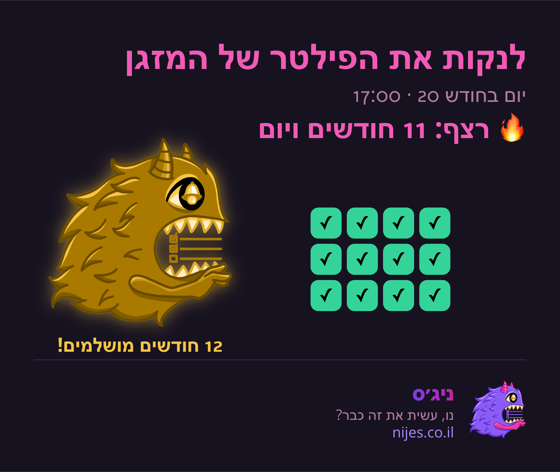 כרטיס שיתוף עם מפלצת זהב על רצף מושלם