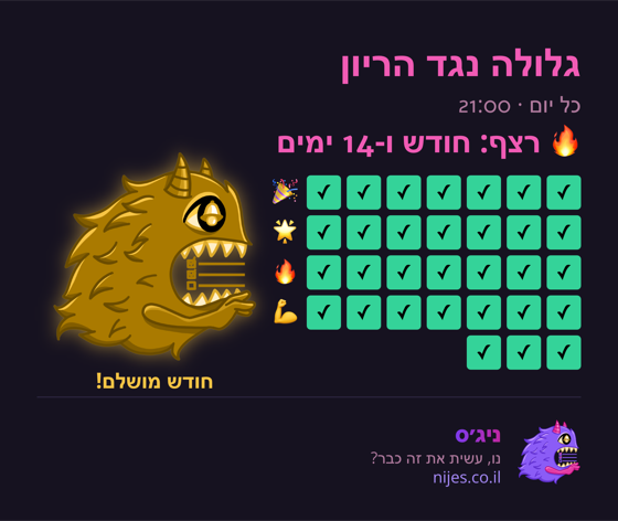 כרטיס שיתוף עם מפלצת זהב על רצף מושלם