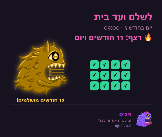 כרטיס שיתוף עם מפלצת זהב על רצף מושלם