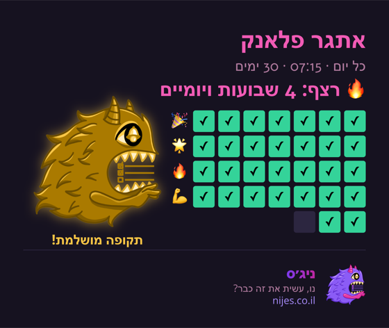 כרטיס שיתוף עם מפלצת זהב על רצף מושלם