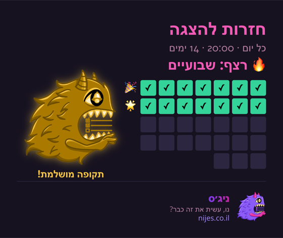 כרטיס שיתוף עם מפלצת זהב על רצף מושלם