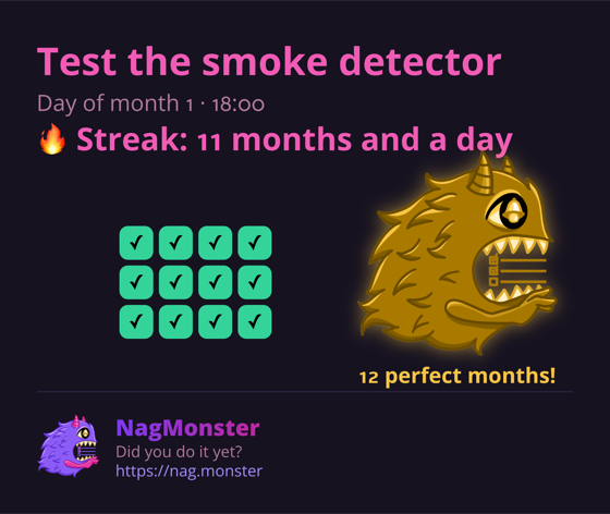 A share card with a golden monster for a perfect streak